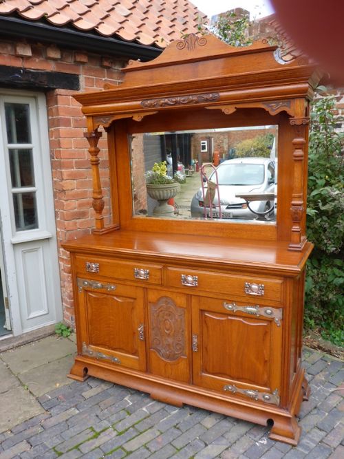 Victorian Sideboard in Oak Large Mirrored Back