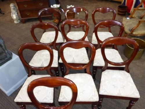 A Set of 10 Victorian Mahogany Dining Chairs