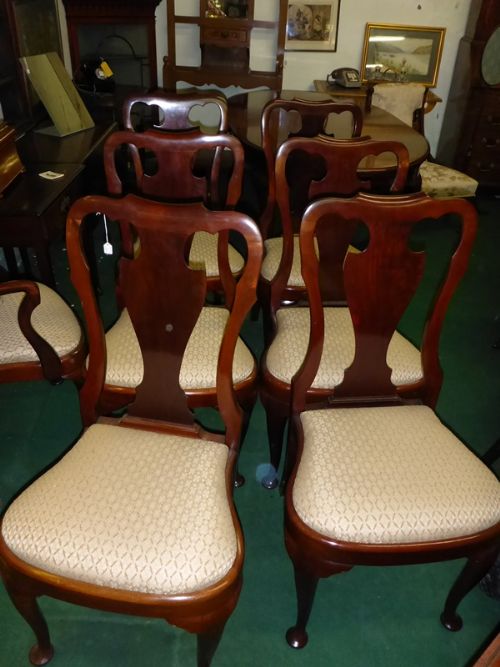 Set of 6 Queen Ann Style Dining Chairs