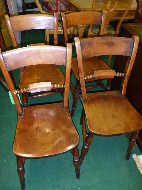 Set of 4 Victorian Kitchen Chairs Good Colour