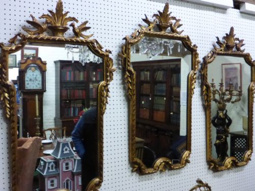 A Set of 3 Carved Gilt Wood Mirrors