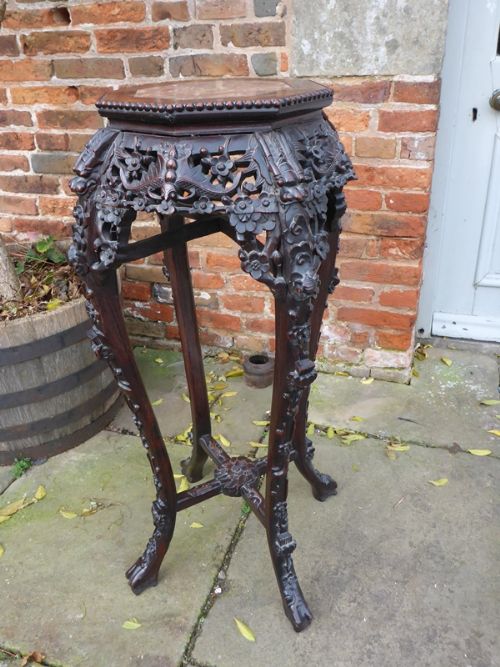 Chinese Carved Rosewood Stand