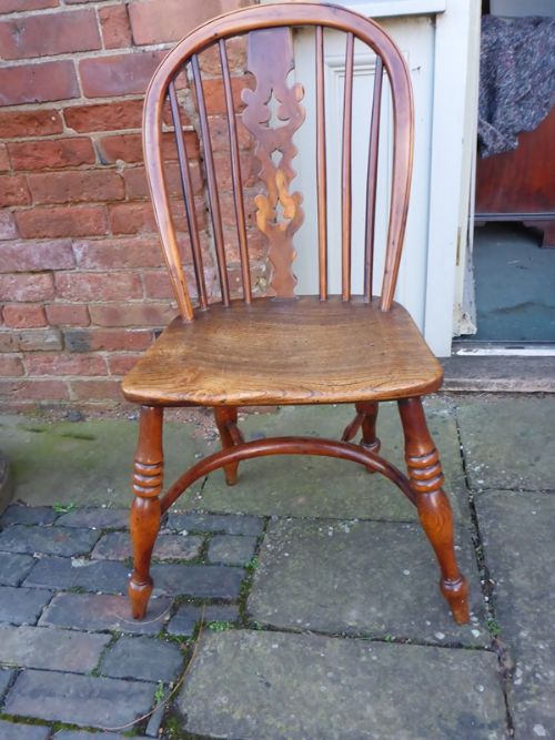 Antique Yew Wood Kitchen Chair C 1840