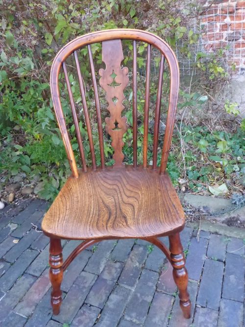 A Superb Antique Yew Wood Kitchen Chair