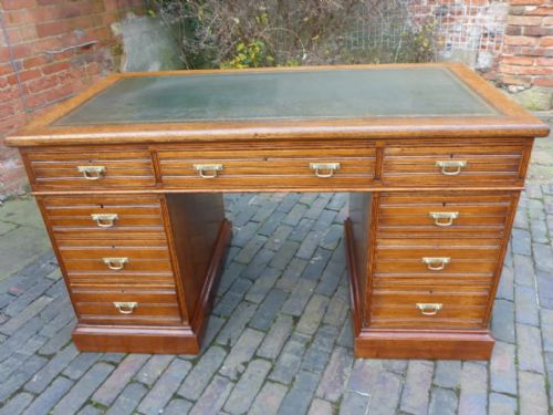 Antique Victorian Pedestal Desk by Edwards and Roberts