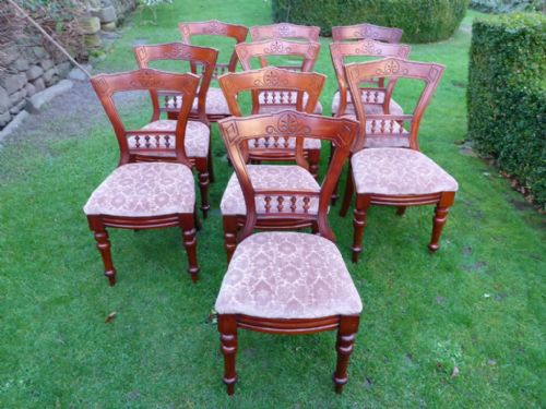 Set of 10 Victorian Mahogany Dining Chairs