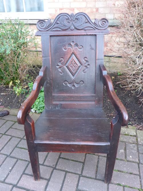 Early Oak Wainscott Armchair