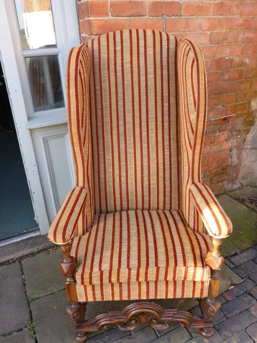 Victorian Wing Armchair in the Style of Charles II