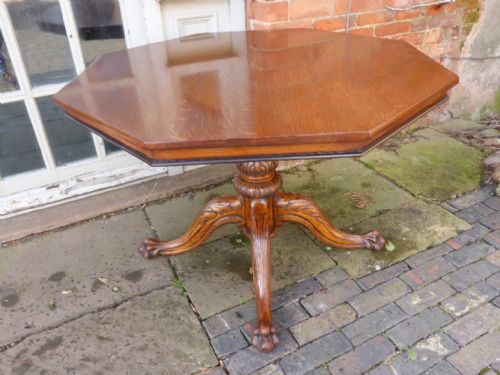 Unusual Victorian Hexagonal Dining Table in Oak