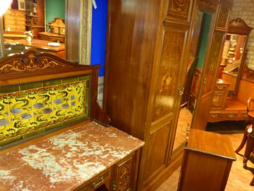 fig 1. Superb Victorian 4 Piece Marquetry Bedroom Suite by JAMES SHOOLBRED LONDON
