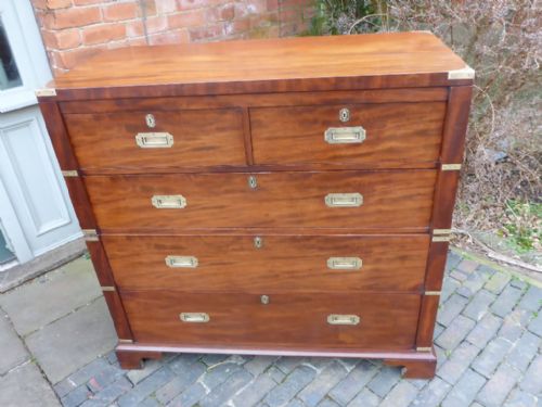 Antique Victorian Campaign Chest Brass Bound