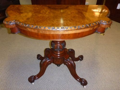 Superb Victorian Burr Walnut Games Table