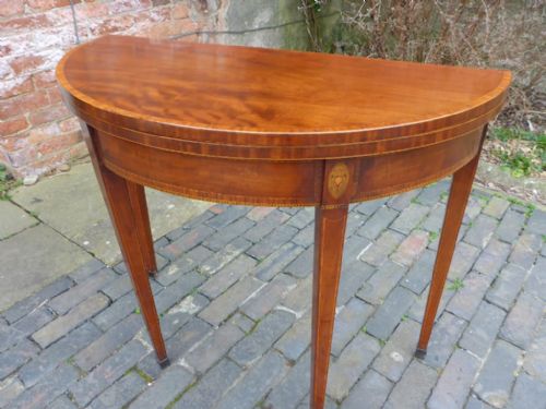 George III Demi Lune Tea Table Inlaid