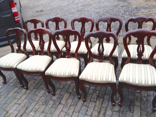 A Set of 10 Victorian Mahogany Dining Chairs