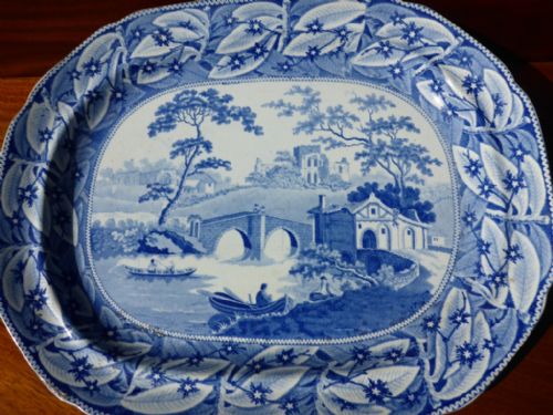 Blue and White Platter "Lanercost Priory"