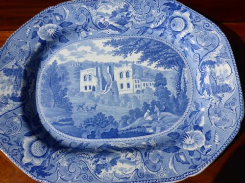 Blue and White Platter "Ruined Castle"