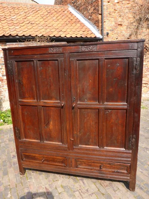 Early Oak Livery Cupboard 1706 Mbe