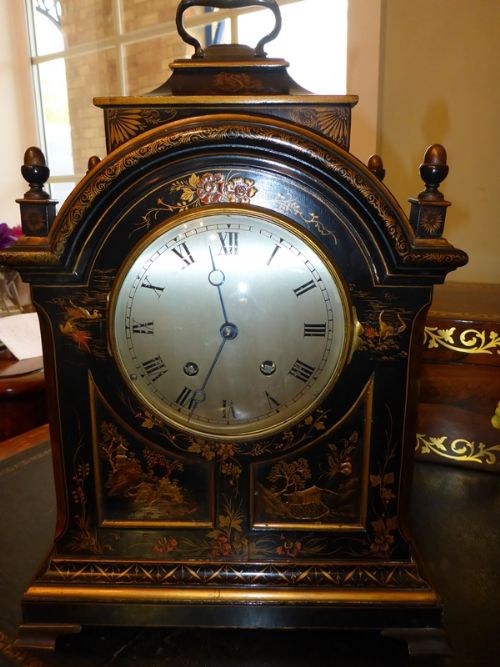 Good Edwardian Bracket Clock Lacquered Case