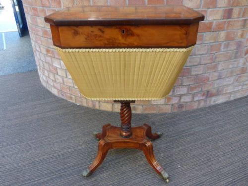 Superb Regency Period Ladies Sewing Table in Yew Wood