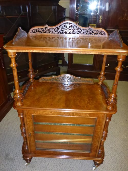 Exceptional Victorian Burr Walnut Music Cabinet