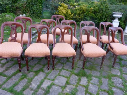 A Set of 9 Plus 3 Victorian Mahogany Dining Chairs