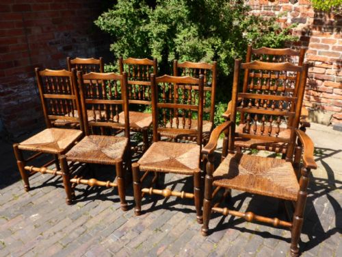 A Set of 8 19th Century Spindle Back Dining Chairs