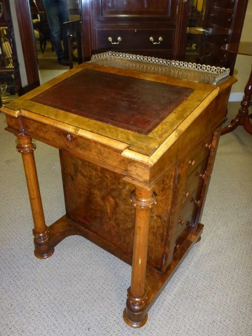 Superb Burr Walnut Davenport Desk