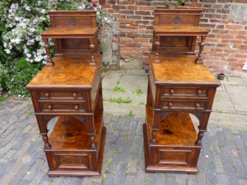 Impressive Pair of Victorian Bedside Cabinets Walnut