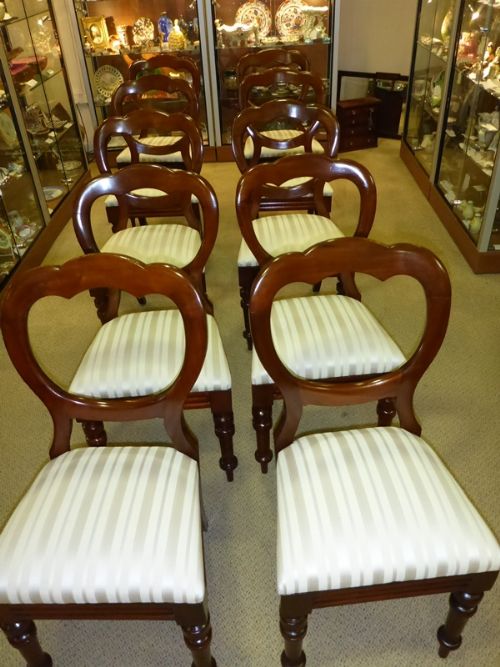 A Set of 10 Victorian Mahogany Dining Chairs
