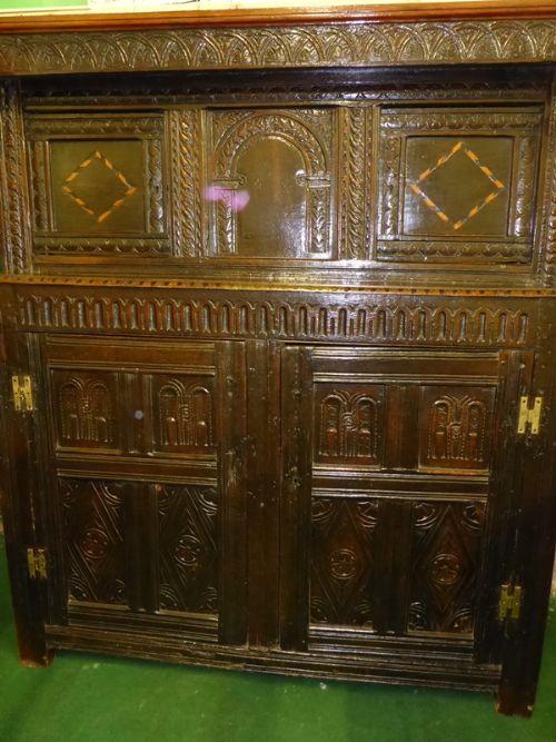 17th Century Court Cupboard Original Carving