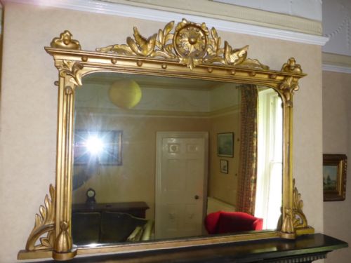 Antique Victorian Over Mantle Mirror