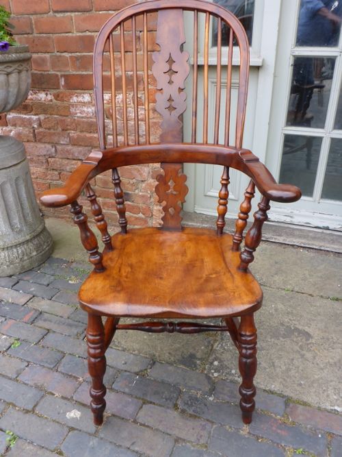 Good Yew Wood High Back Windsor Armchair