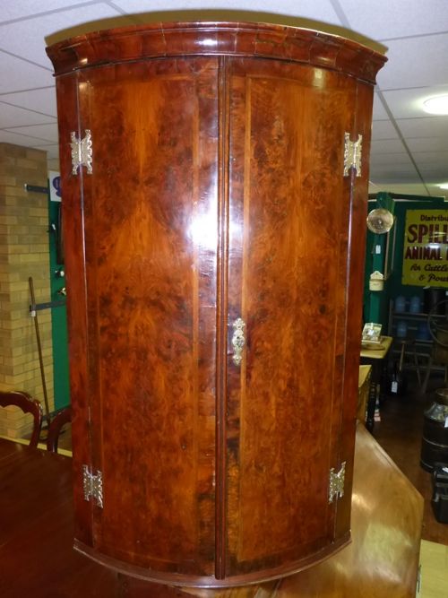 Rare 18th Century Corner Cupboard in Yew Wood