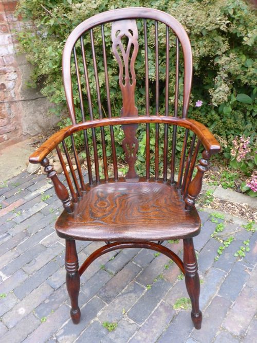 Yew Wood High Back Windsor Armchair