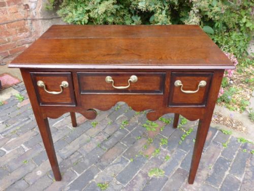 Antique Georgian 3 Drawer Side Table in Oak