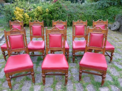 Good Set of 8 Victorian Oak Dining Chairs