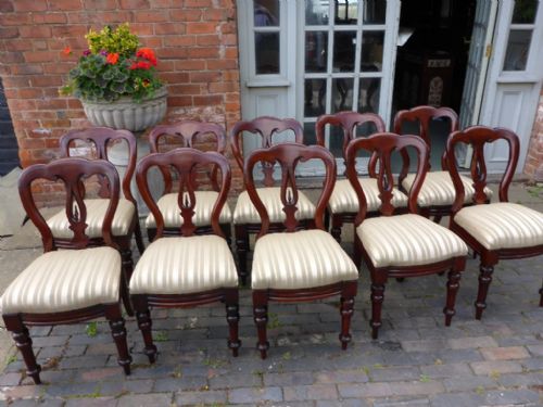 Good Set of 10 Victorian Spear Point Dining Chairs