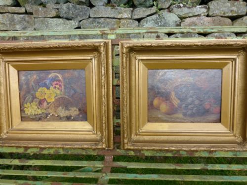 Pair of Still Life Oil on Canvas Vincent Clare