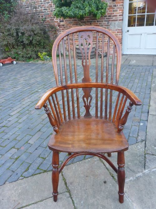 Yew Wood High Back Windsor Armchair