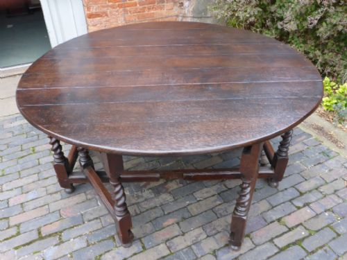 Large Double Gate Action Oak Dining Table