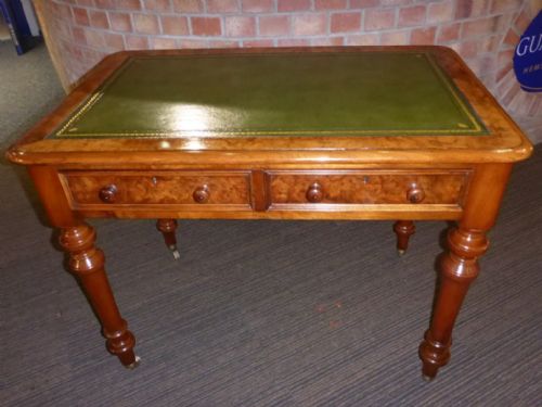 Quality Victorian Burr Walnut Library Table