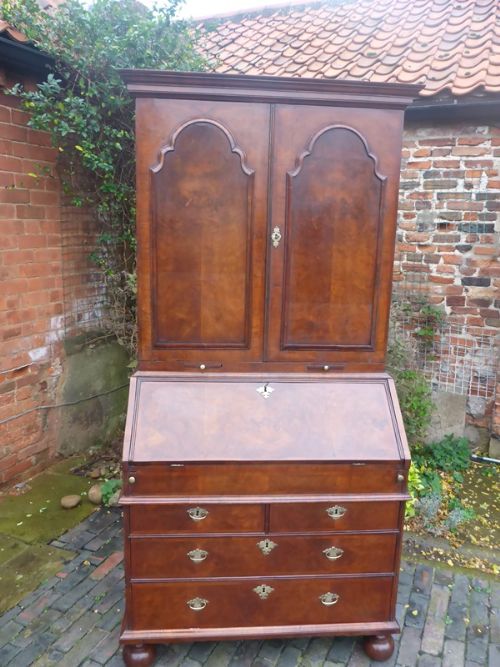 Queen Ann Period Walnut Bureau Bookcase
