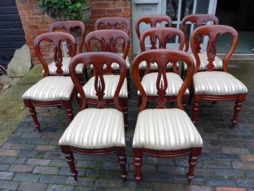 Very Good Set of 10 Victorian Mahogany Dining Chairs