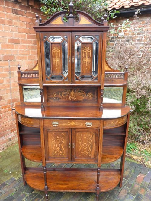 Impressive Late Victorian Inlaid Salon Cabinet