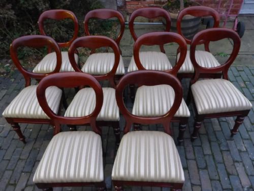 Good Set of 10 Victorian Mahogany Dining Chairs