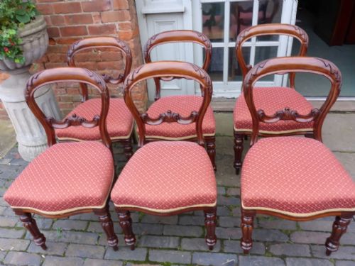 Good Set of 6 Victorian Balloon Back Dining Chairs