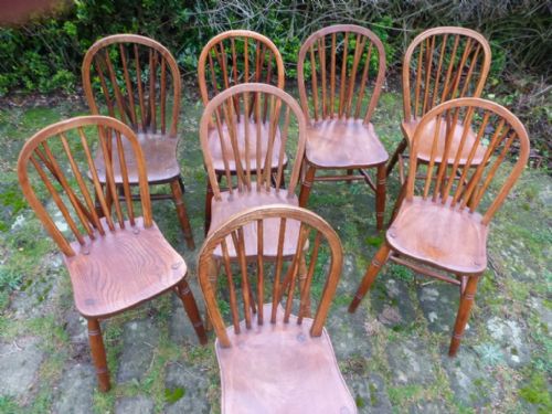 Good Harlequin Set of 8 Ash and Elm Kitchen Chairs