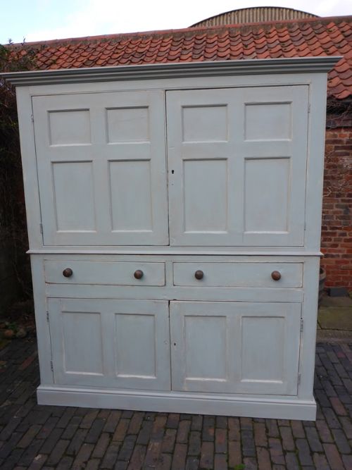 Large Victorian Painted Pine Livery Cupboard