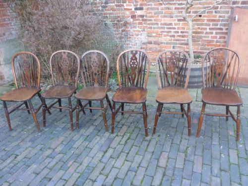 Harlequin Set of 6 Late 19th Century Kitchen Chairs