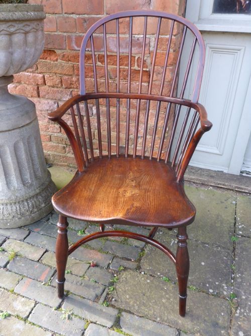Antique Yew Wood Windsor Chair Lincolnshire Maker